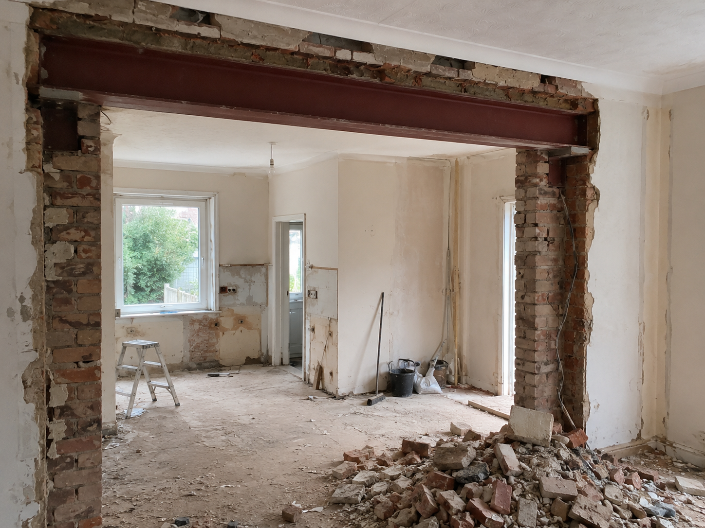 Load-bearing wall opening created during a Colchester property renovation